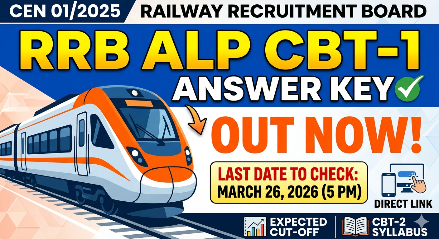 RRB ALP Answer Key 2026 CEN 01/2025 CBT-1 Response Sheet and Expected Cut-off Announcement.
