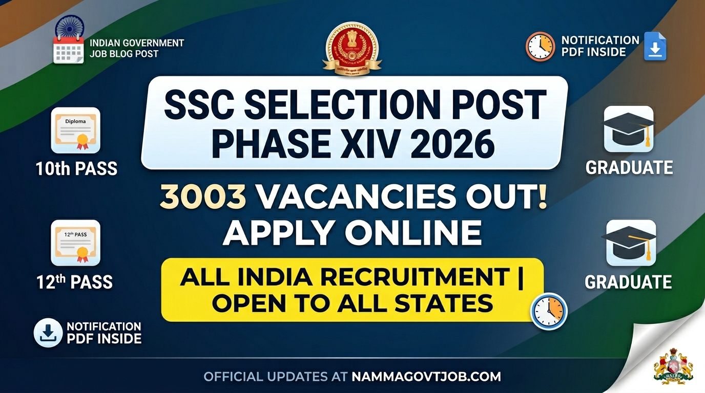 SSC Selection Post Phase XIV 2026 All India Notification 3003 Vacancies Job Alert