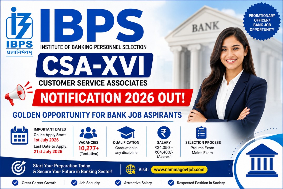 IBPS CSA XVI Notification 2026 – Complete Details, Eligibility, Exam Pattern, Salary, Vacancies and Important Dates